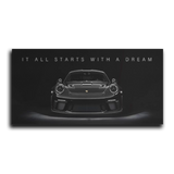 911 Gt3 Starts With Dream Panoramic — Canvas Detail