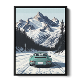 911 Targa Teal Alps Illustration — Canvas Print