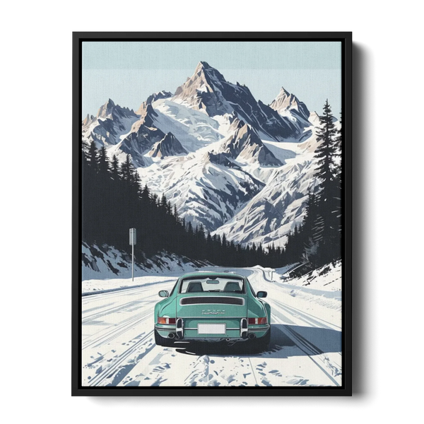 911 Targa Teal Alps Illustration — Canvas Print
