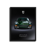 911 Turbo 930 Green Front Poster — Black Frame