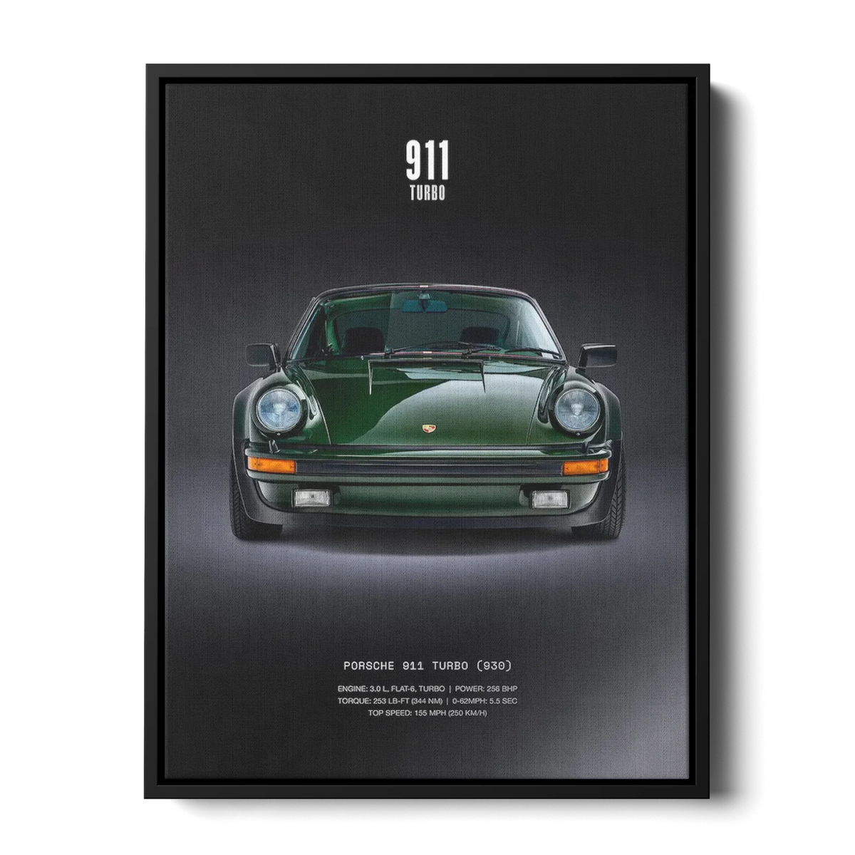 911 Turbo 930 Green Front Poster — Canvas Print