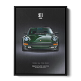 911 Turbo 930 Green Front Poster — Canvas Print