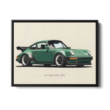 911 Turbo 930 Green Illustration — Canvas Print