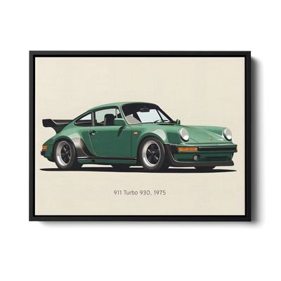 911 Turbo 930 Green Illustration — Canvas Print