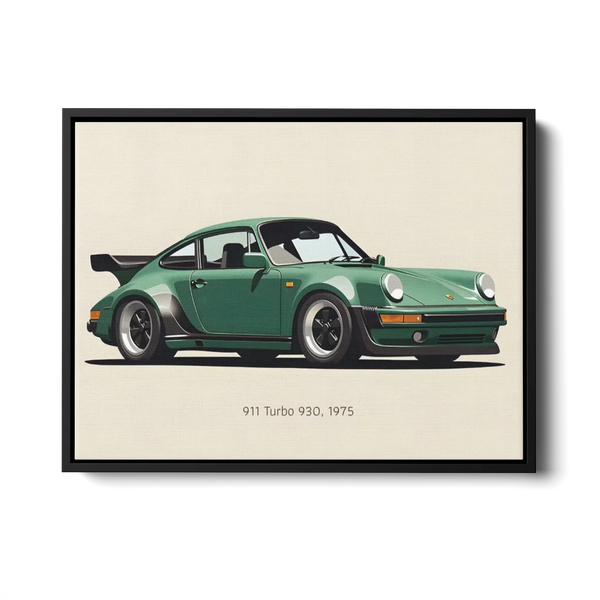 911 Turbo 930 Green Illustration — Canvas Print