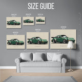 911 Turbo 930 Green Illustration — Size Guide
