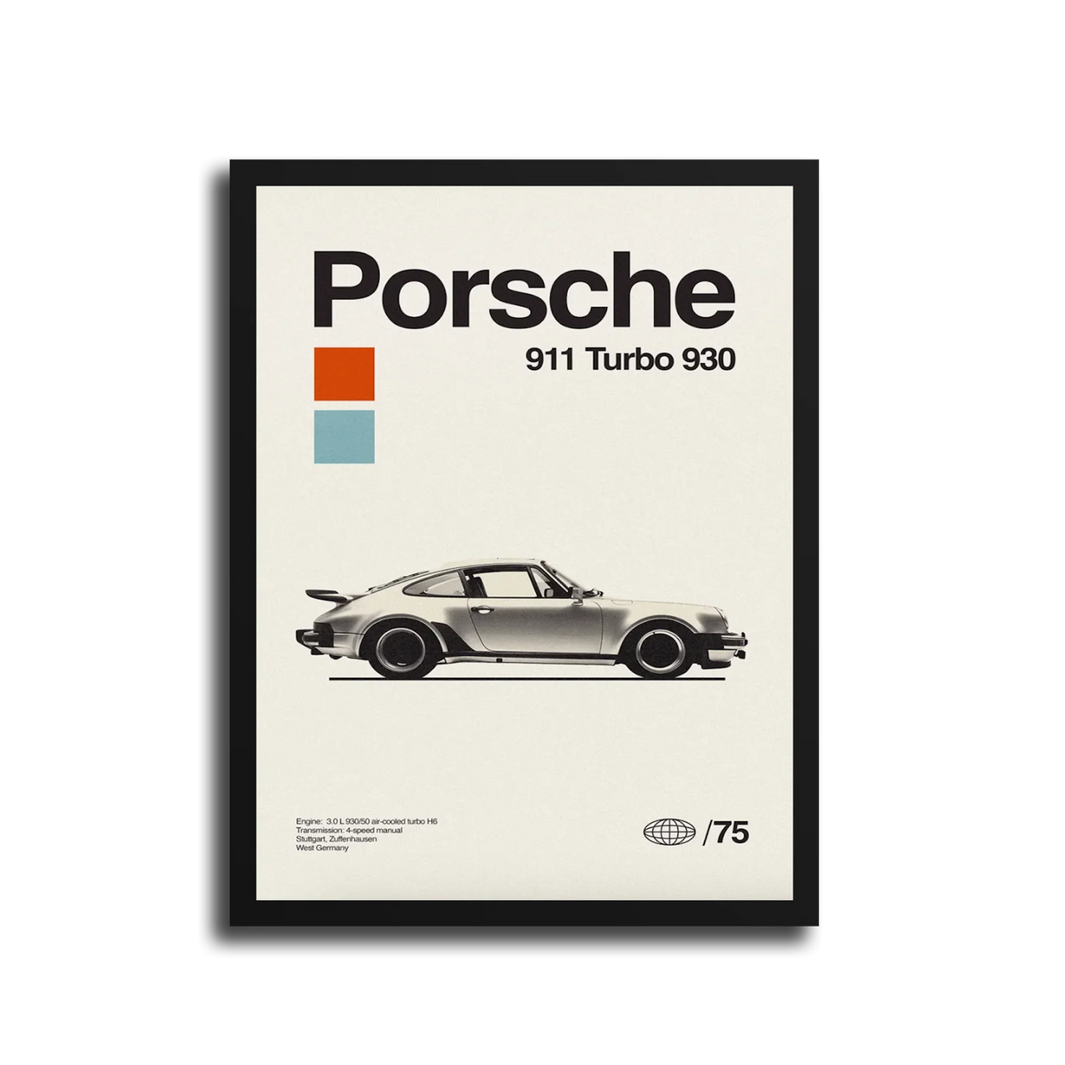 911 Turbo 930 Vintage Poster — Black Frame