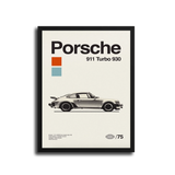 911 Turbo 930 Vintage Poster — Black Frame