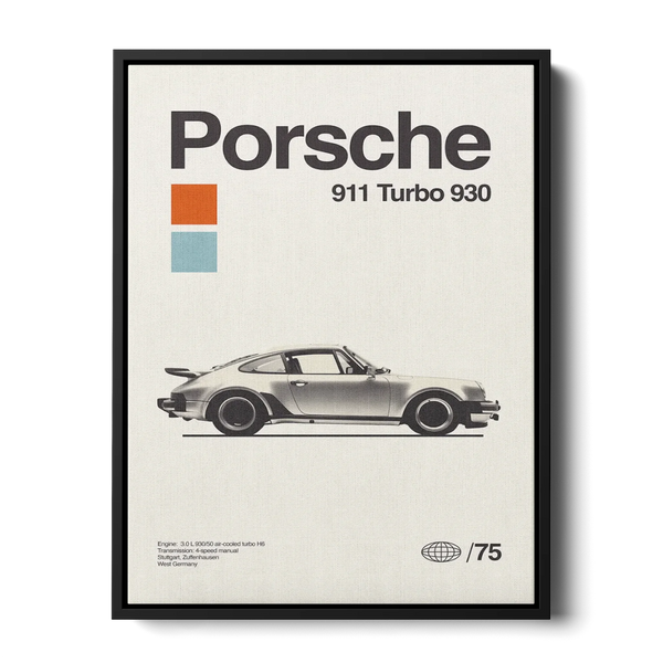 911 Turbo 930 Vintage Poster — Canvas Print