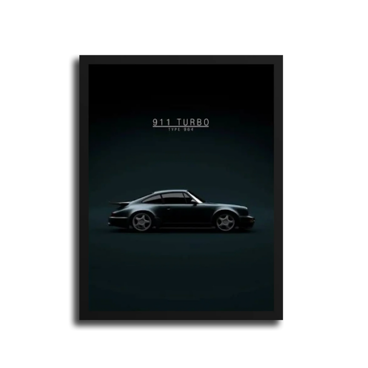 911 Turbo 964 Dark Poster — Black Frame