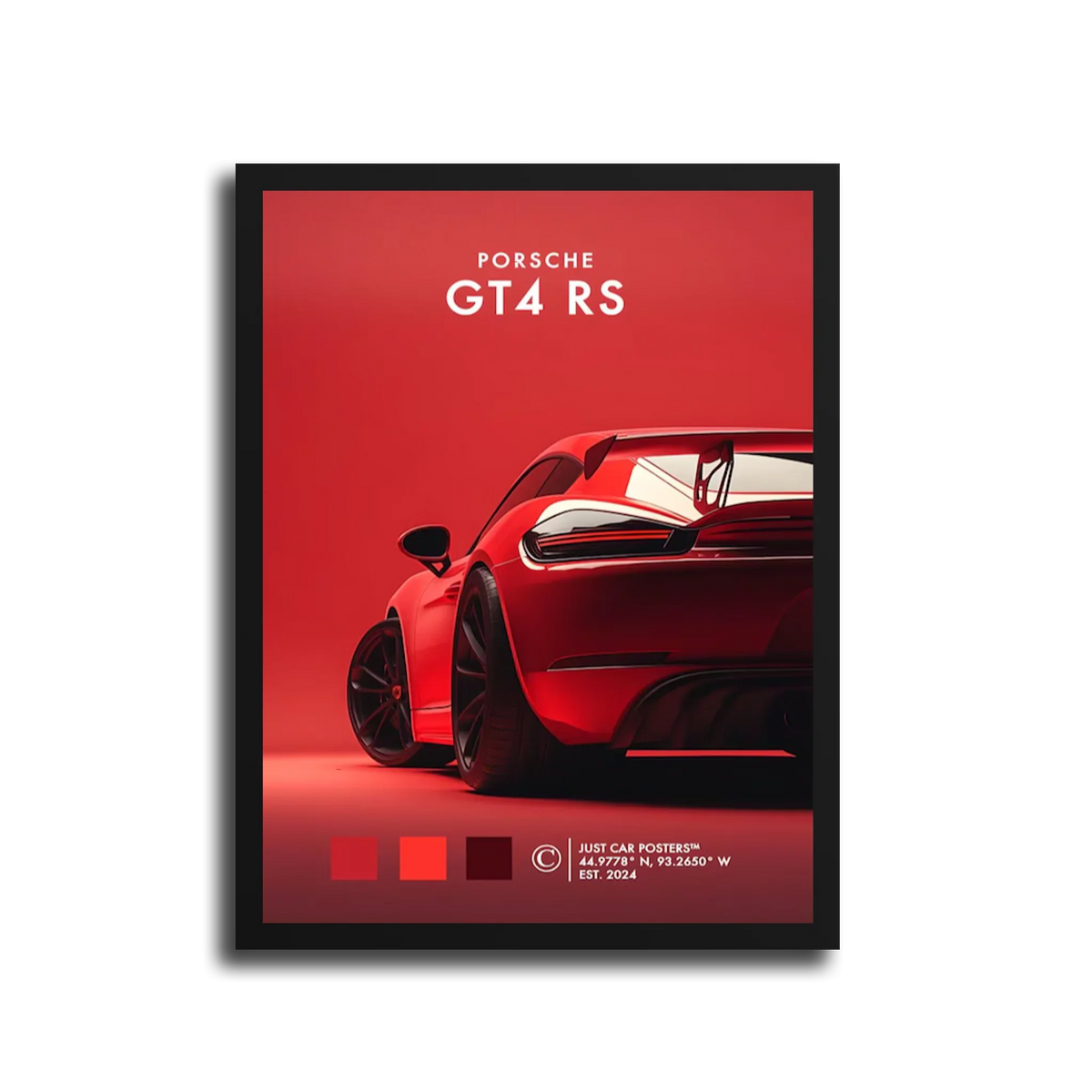 Cayman Gt4 Rs Red Poster — Black Frame
